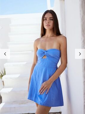 Blanco by Nature Zoey Dress - Mini Strapless Dress - 100% Cotton - Size L